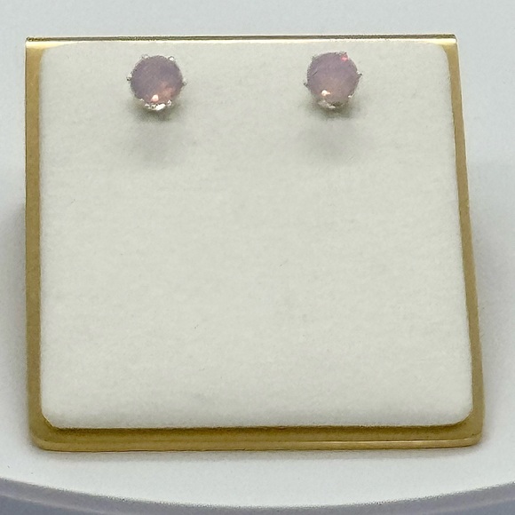 Rose Water Opal 8mm Crystal Stud Earrings Made with Swarovski Crystals - Picture 8 of 14